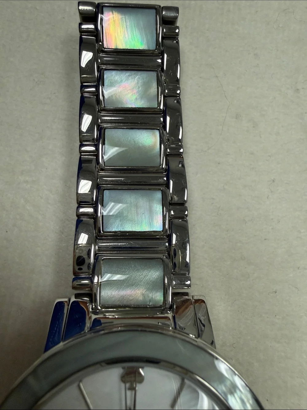 kate spade Silver and Mother of Pearl Round Bracelet Watch